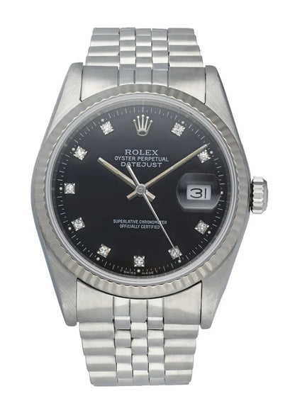 stainless Rolex Datejust Black Diamond Dial