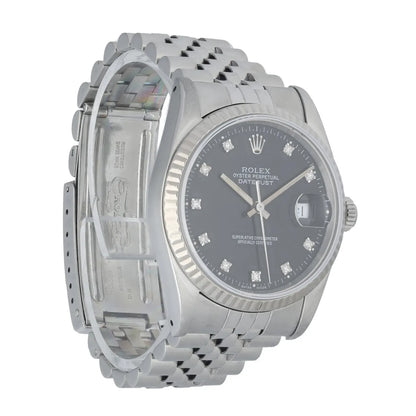stainless Rolex Datejust Black Diamond Dial - Hình 2
