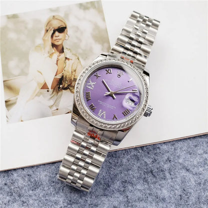 Rolex Purple Dial Diamond Bezel - Hình 4