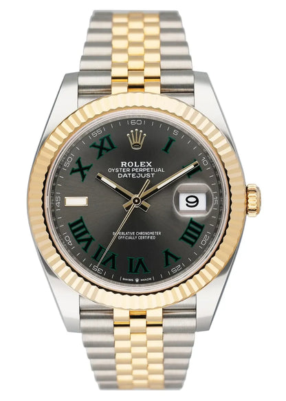 Rolex Rhodium Green Roman Datejust