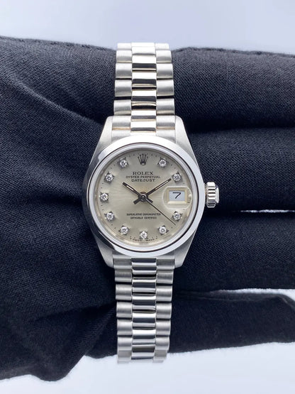 oyster Rolex Datejust Silver Diamond - Hình 2