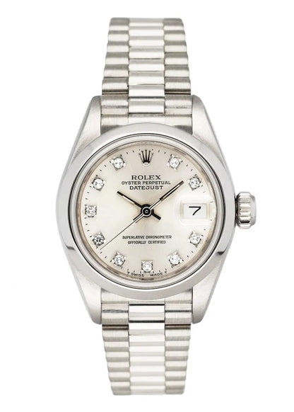 oyster Rolex Datejust Silver Diamond