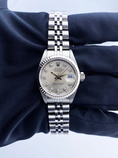 Rolex Silver Diamond Datejust - Hình 2