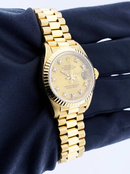 champagne Rolex Gold Datejust Diamond - Hình 4