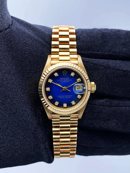 Rolex Gold Blue Diamond Dial - Hình 2