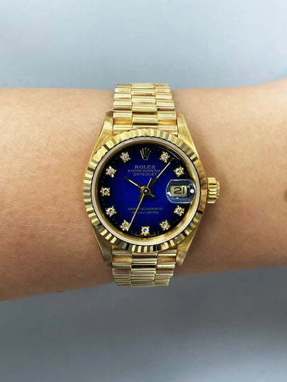 Rolex Gold Blue Diamond Dial - Hình 9