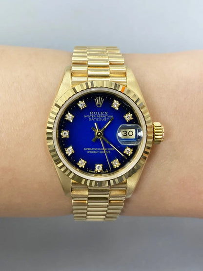 datejust Rolex Gold Blue Diamond Dial - Hình 10