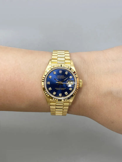 Rolex Gold Blue Diamond Dial - Hình 10