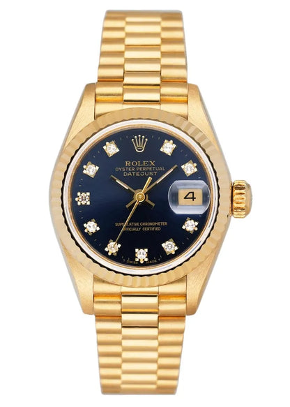 Rolex Gold Blue Diamond Dial