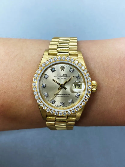 Rolex Gold Diamond Bezel Champagne - Hình 8