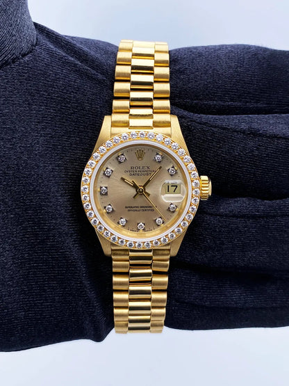 Rolex Gold Diamond Bezel Champagne - Hình 2