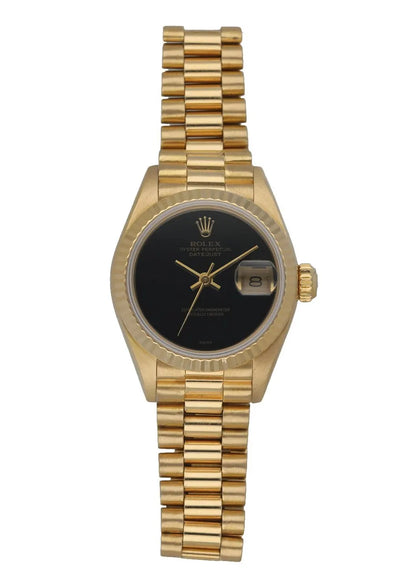 datejust Rolex Gold Black Dial