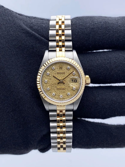 gold Rolex Two-Tone Diamond Datejust - Hình 3