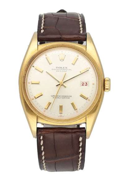 Rolex Gold Datejust Brown Leather
