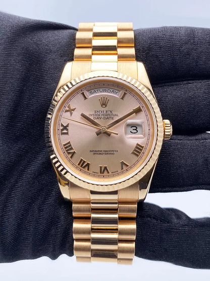 Rolex Day-Date Pink Dial Gold - Hình 2
