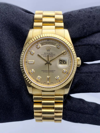 day Rolex Gold Diamond Champagne - Hình 3