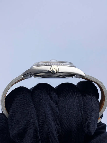 leather Rolex Day-Date Silver Dial - Hình 4