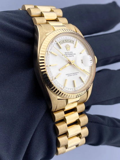Rolex Day-Date Gold Silver dial - Hình 2