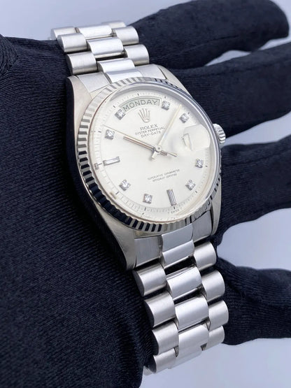 steel Rolex Day-Date Silver Diamond - Hình 8