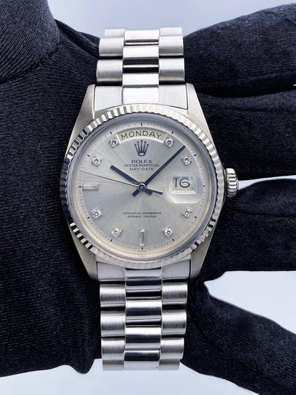 steel Rolex Day-Date Silver Diamond - Hình 2