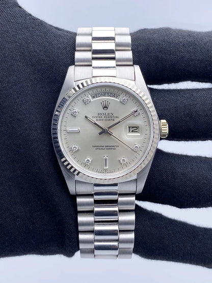 Rolex Silver Diamond Day-Date dial