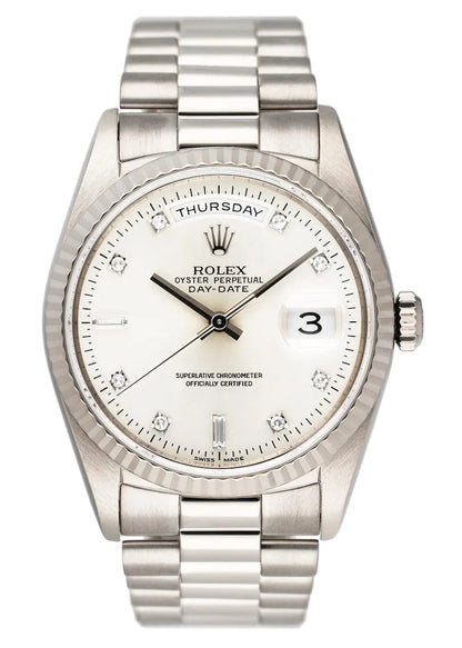 Rolex Platinum Diamond Silver