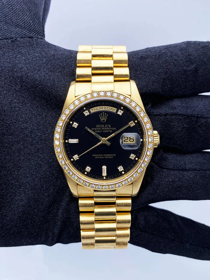 Rolex Gold Diamond Bezel Black - Hình 2