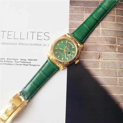 alligator Rolex Day-Date Gold Green - Hình 2