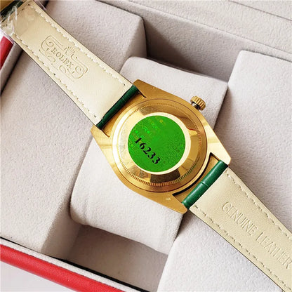 alligator Rolex Day-Date Gold Green - Hình 5