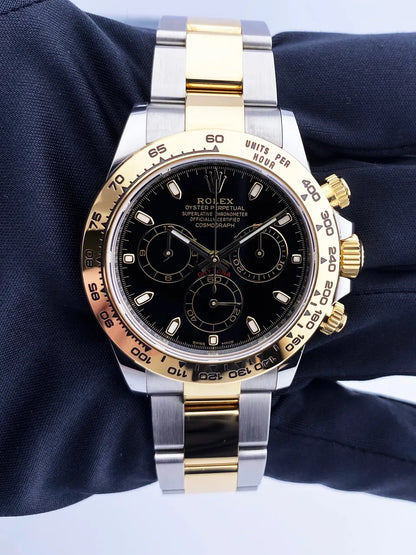 steel gold Rolex Daytona Two-Tone Black Dial - Hình 3