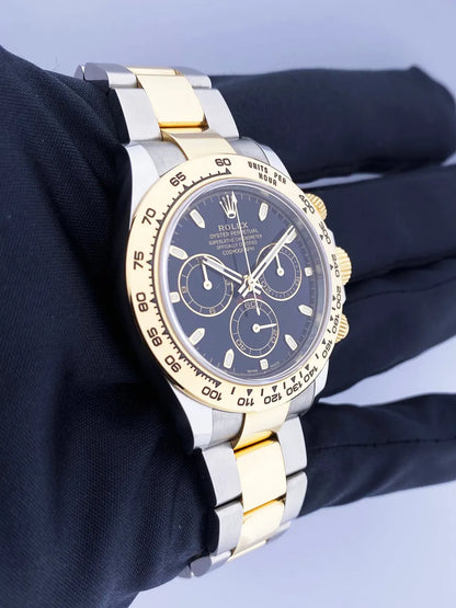 steel gold Rolex Daytona Two-Tone Black Dial - Hình 4