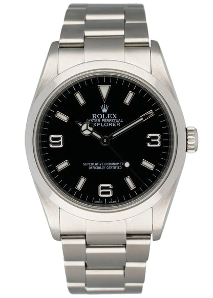 stainless steel Rolex Explorer I Black Dial
