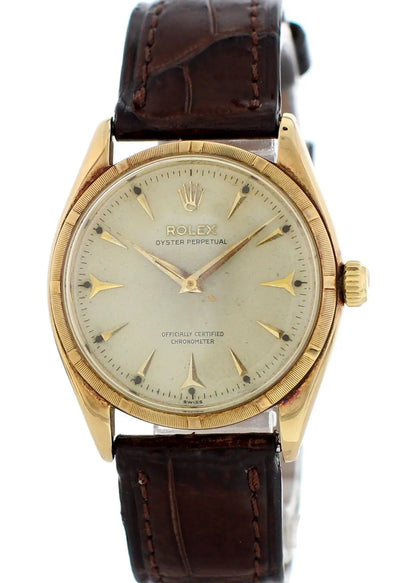 oyster Vintage Rolex Gold Leather - Hình 2