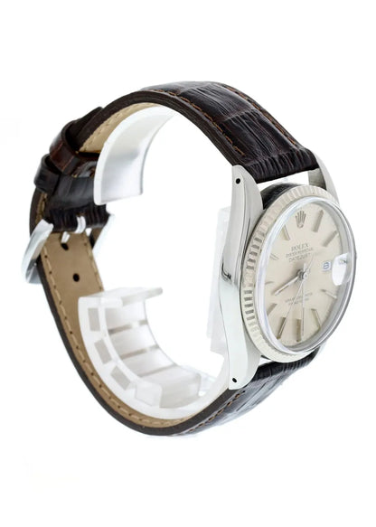 Rolex Silver Dial Leather - Hình 3