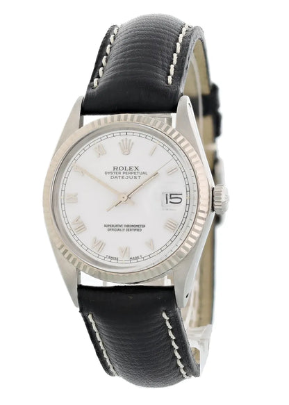 Rolex Datejust White Dial Black Leather - Hình 3