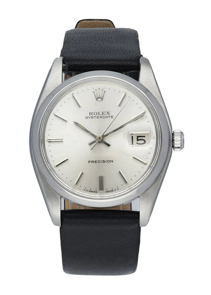 black Rolex Oysterdate Silver Dial