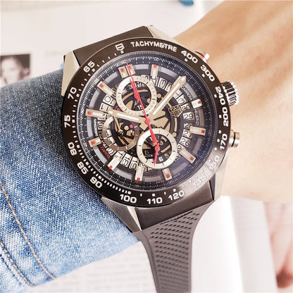 TAG Heuer Carrera Black Rubber Silver Chronograph - Hình 8