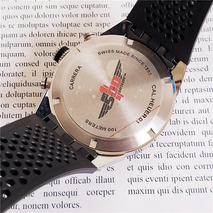 TAG Heuer Carrera Black Rubber Silver Chronograph - Hình 4