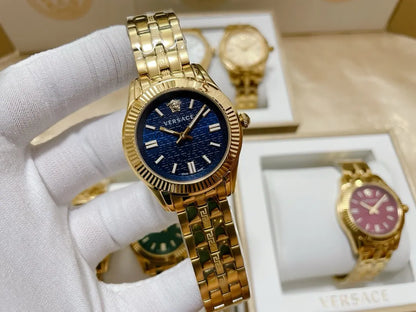 silver Versace Greca Logo Watch - Hình 10