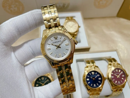 silver Versace Greca Logo Watch - Hình 13